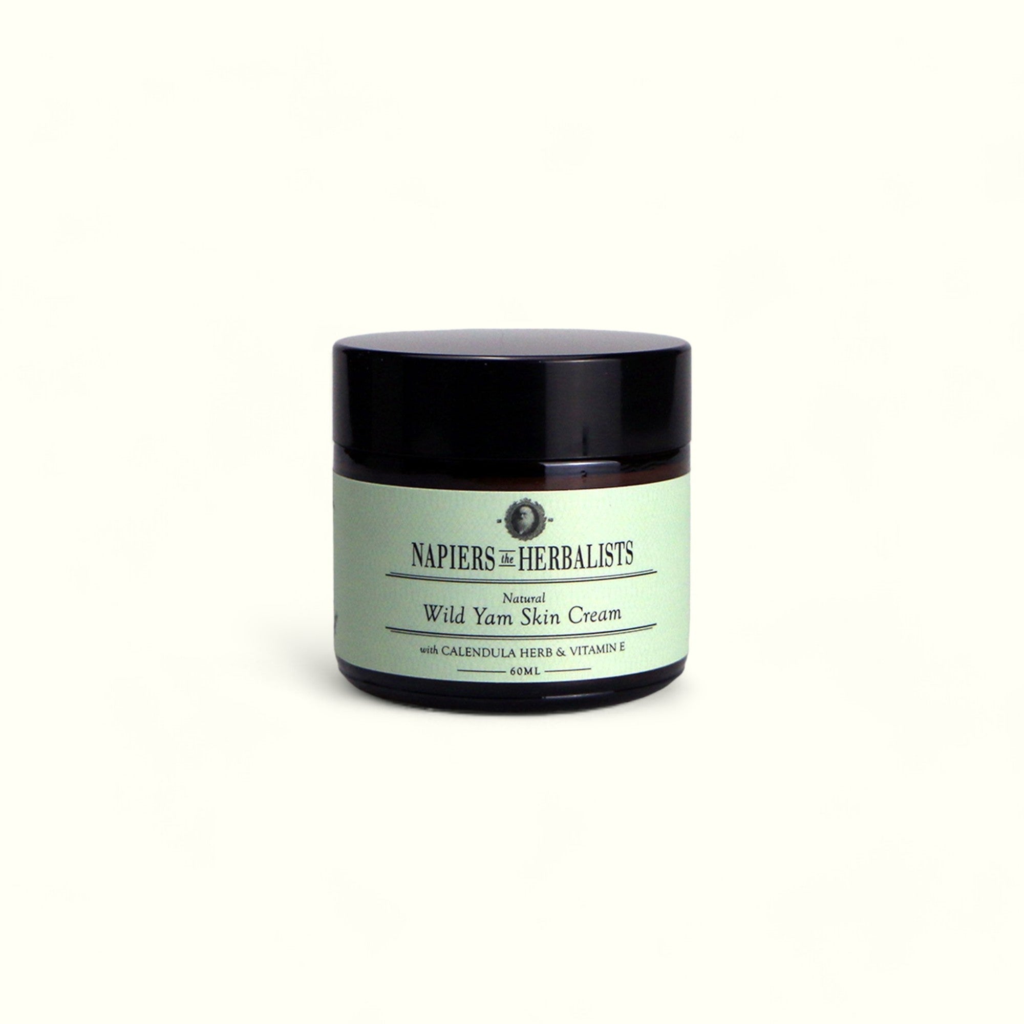 Napiers Wild Yam Skin Cream 60ml jar with black lid and pale green label