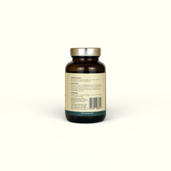 Napiers Ashwagandha KSM-66 bottle back with directions, cautions, storage and manufacturing details