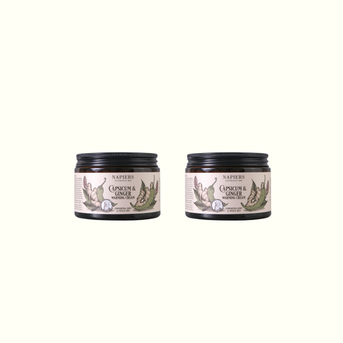 Napiers Capsicum & Ginger Warming Cream twin pack with two 100ml jars side by side