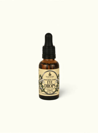 Napiers Moisturising Herbal Eye Drops 30ml bottle with cream label and black dropper cap