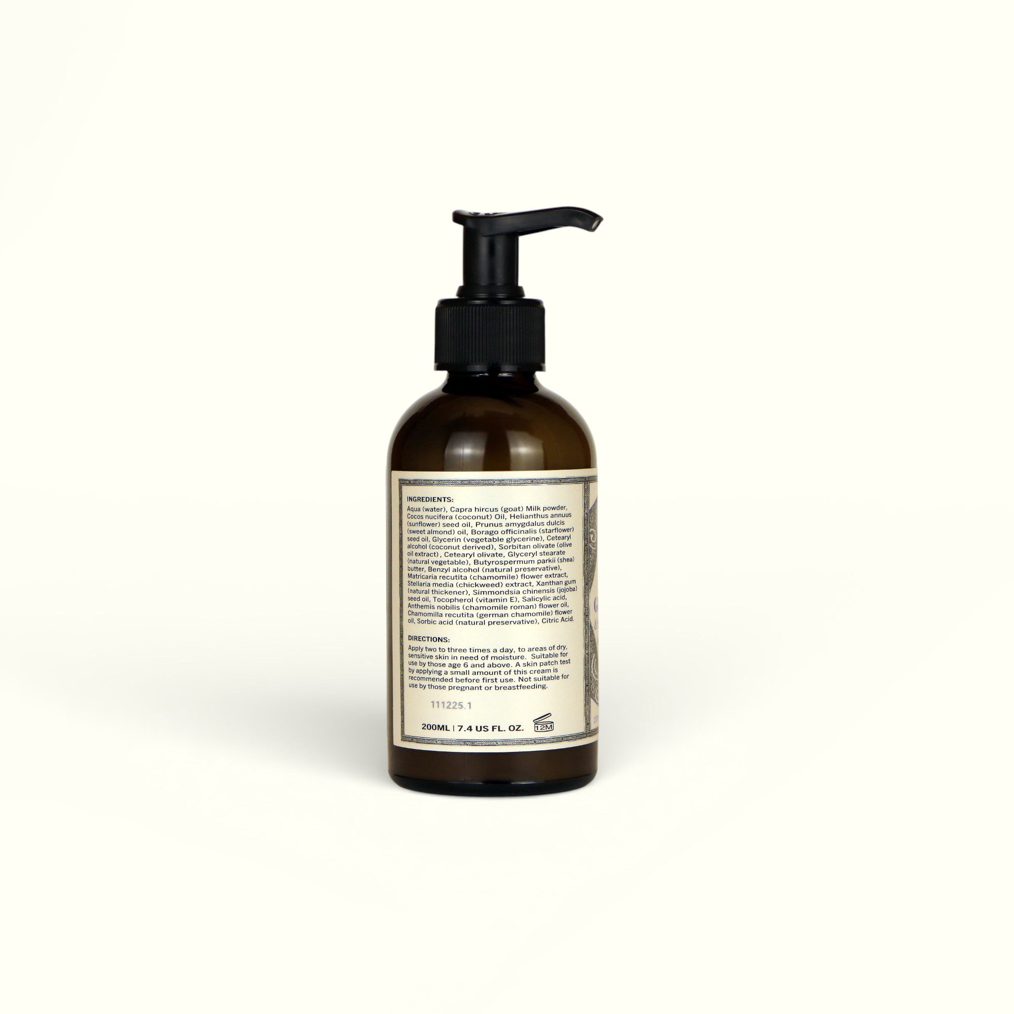 Back of Napiers Goat Milk & Starflower Cream bottle showing ingredients and usage directions