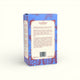 Napiers Hearty Tea back panel displaying ingredients, directions, cautions, and barcode on blue floral packaging