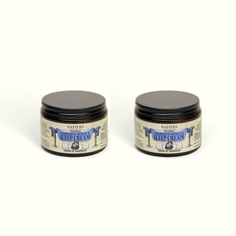 Twin pack of Napiers Magnesium Muscle & Sleep Cream jars for 15% savings on natural sleep and muscle support