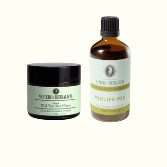 Napiers Midlife Support Bundle with Wild Yam Skin Cream jar and Midlife Mix tincture bottle