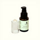 Napiers Eyebright Cream displayed with light brown gel-like texture in glass cup applicator beside dark pump bottle