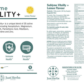 Just Herbs - Sublyme Vitality+ Powder Lemon Flavour